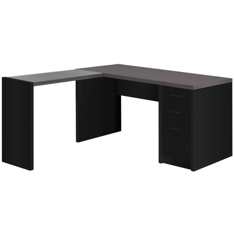 Modern Black and Gray Glass Top Desk