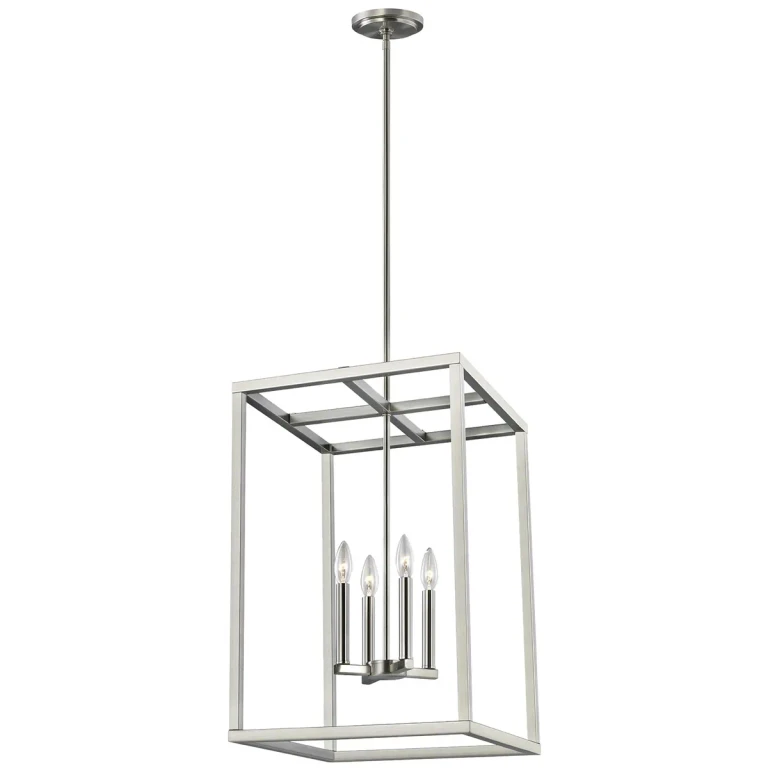 Brushed Nickel Four Light Hall Foyer from the Moffet Street Collection