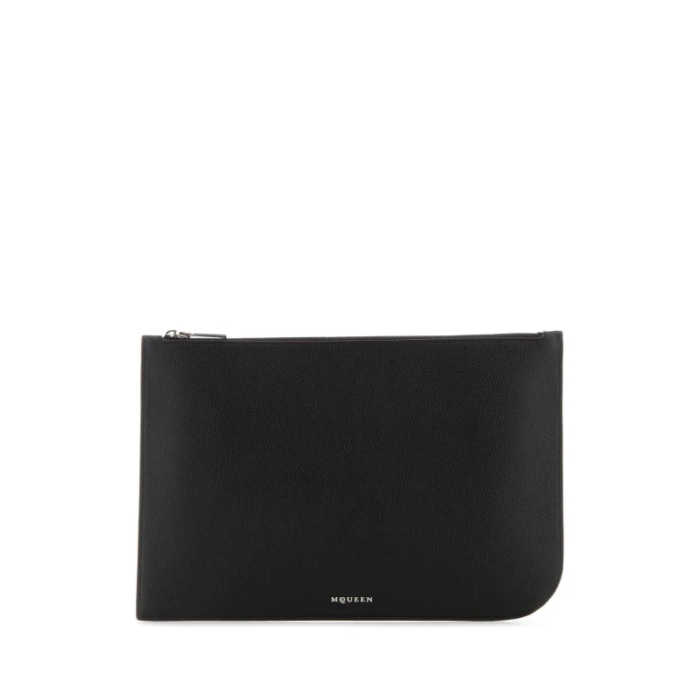 Alexander McQueen Black Leather Large Sling Pouch