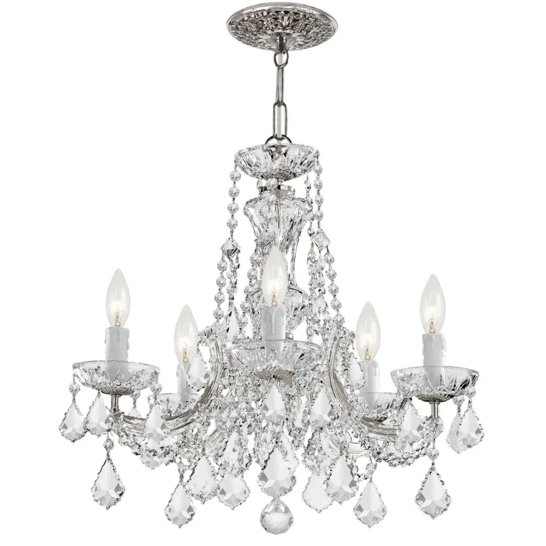 Maria Theresa 5-Light Mini Crystal Chandelier in Polished Chrome