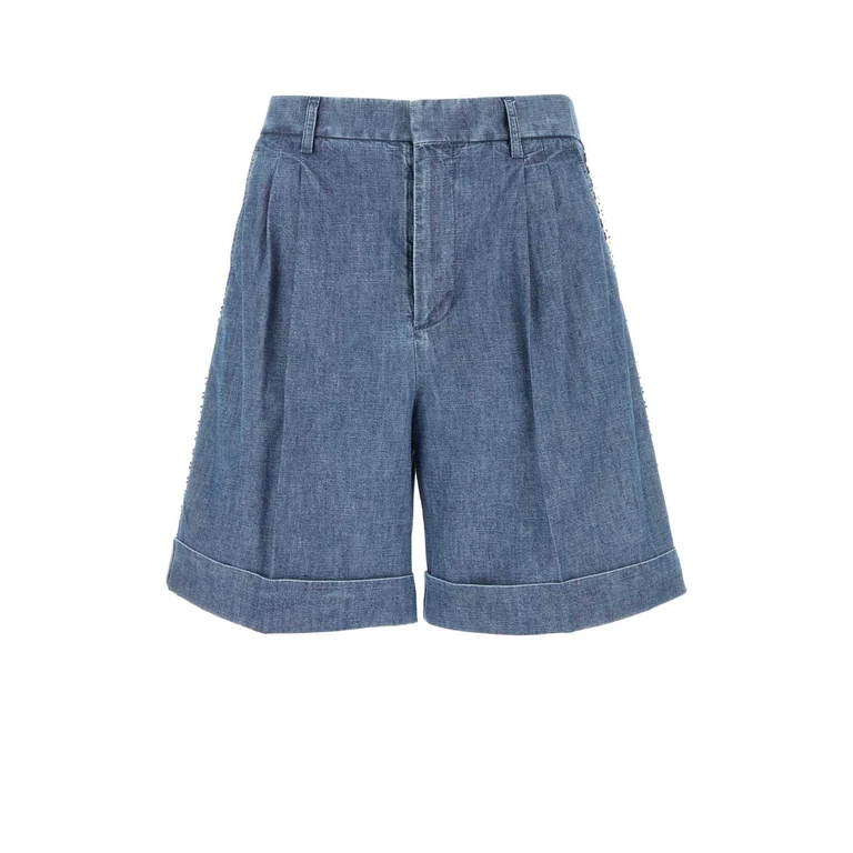 Valentino Garavani Denim Bermuda Shorts Mediumbluedenim Cotton - Men