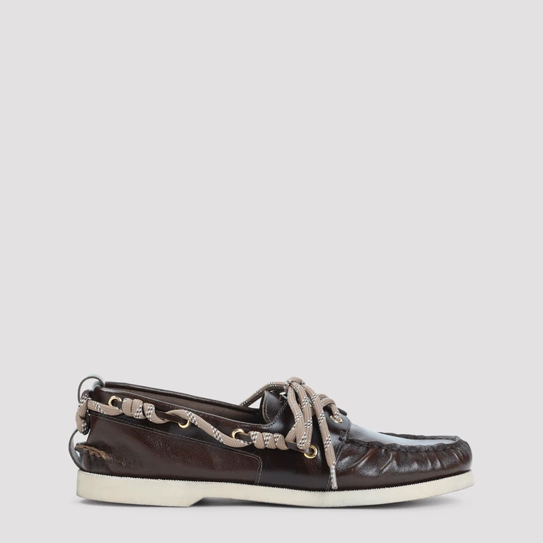 Golden Goose Curled Lace Leather Loafers
