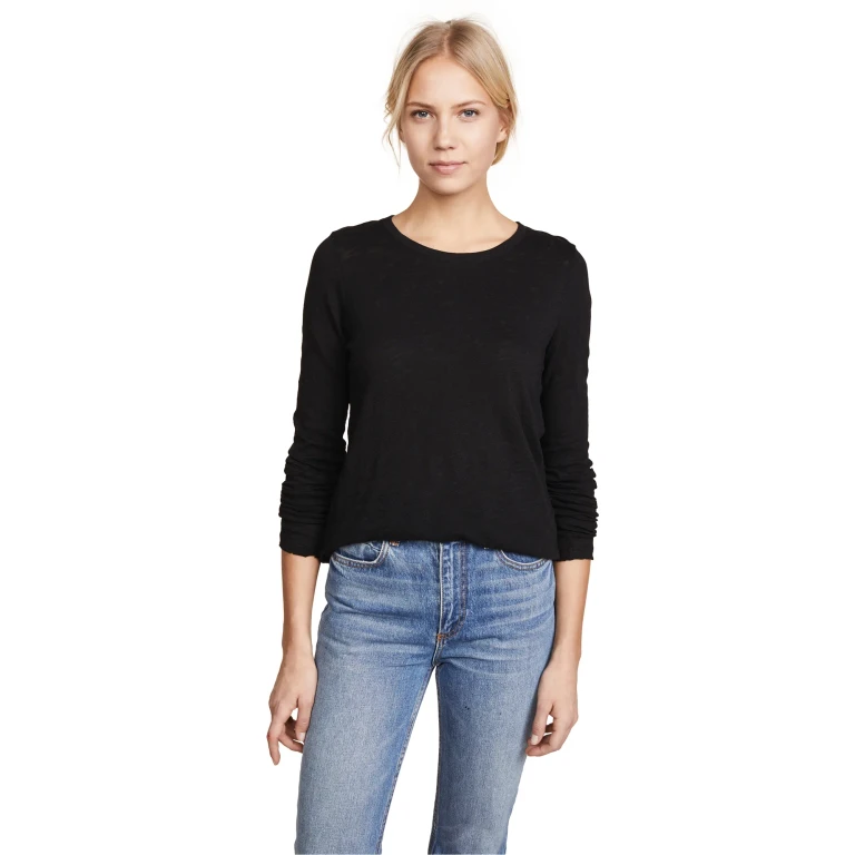 ATM Anthony Thomas Melillo Long Sleeve Destroyed Wash Tee Heather Grey S