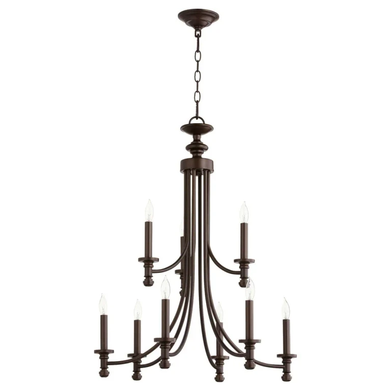 Quorum Rossington 9-Light 31" Transitional Chandelier in Oiled Bronze