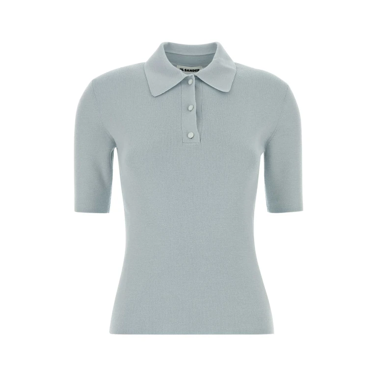 Jil Sander Pastel Light-Blue Wool Polo Shirt Sky Lana Vergine - Women