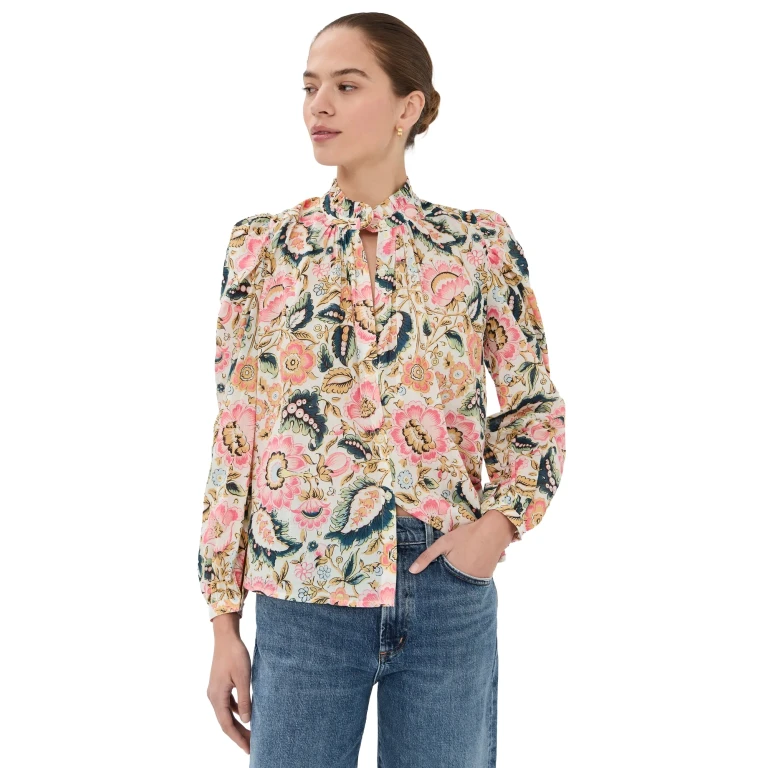 Alix of Bohemia Annabel Melon Bloom Shirt Off-White XL