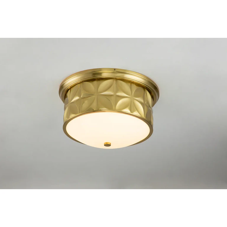 Aged Brass Three Light Flush Mount from the Epsilon Collection