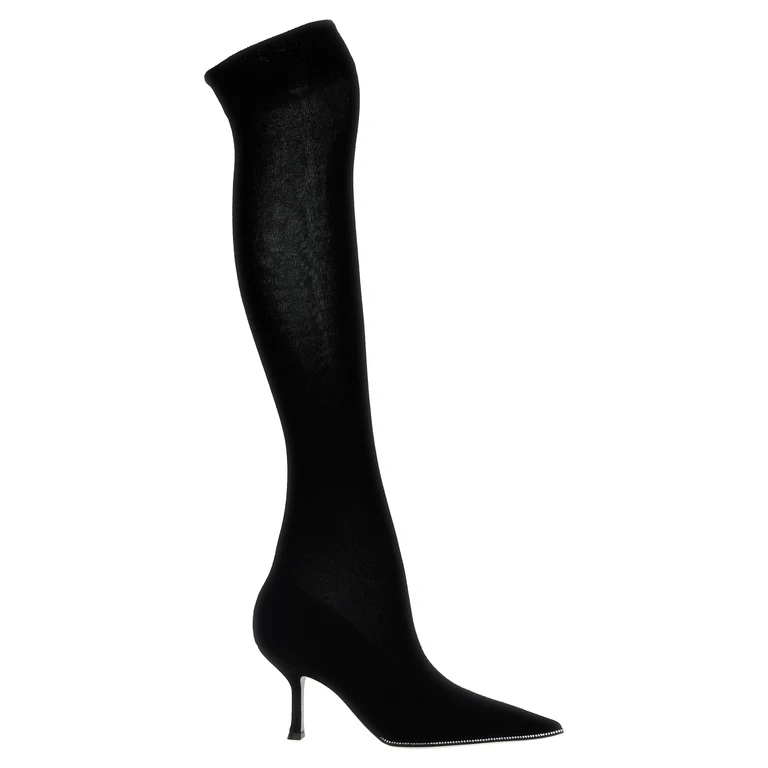 Rene Caovilla Black Leather Over The Knee Shoe - Women