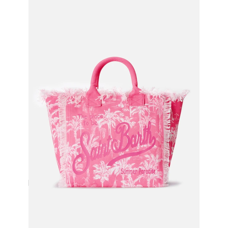 Mc2 Saint Barth Pink Cotton Canvas Vanity Tote Bag With Toile De Jouy Print - Unisex