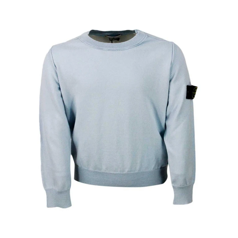 Stone Island Junior Pull Col Rond - Bleu Clair