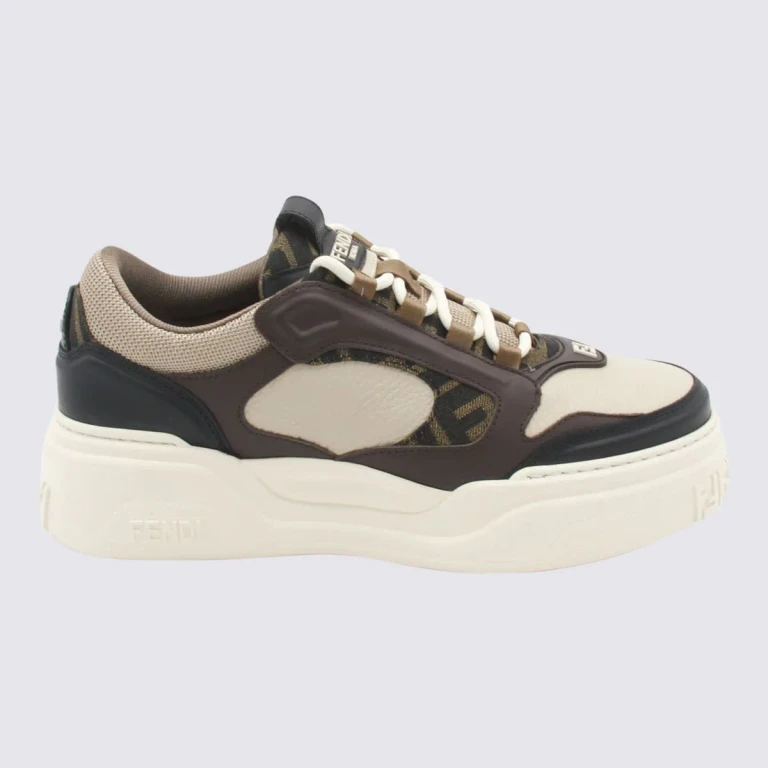 Fendi Brown And White Force Sneakers