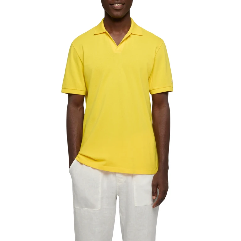 Mc2 Saint Barth Yellow Cotton Piquet Buttonless Polo Shirt Charles - Men