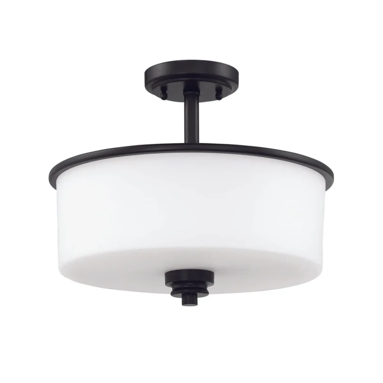 Flat Black Two Light Convertible Semi Flush from the Bolden Collection