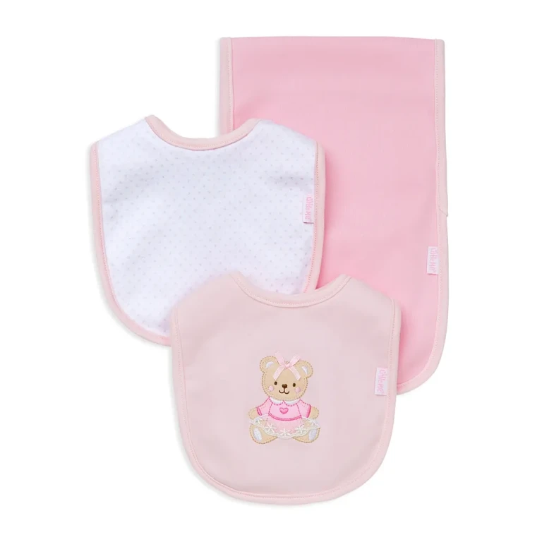 Little Me Infant Girls' Bear Bib & Burp Cloth Set - Baby