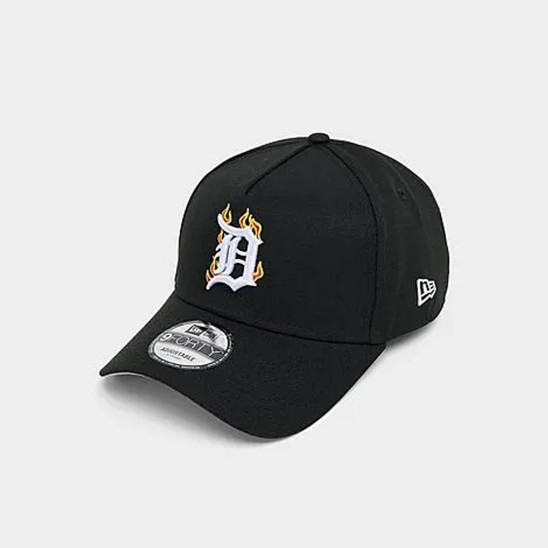 New Era Detroit Tigers MLB Flames 9FORTY A-Frame Snapback Hat in Black/White