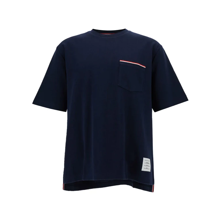 T-shirt Thom Browne oversize à manches courtes avec poche brodée RWB