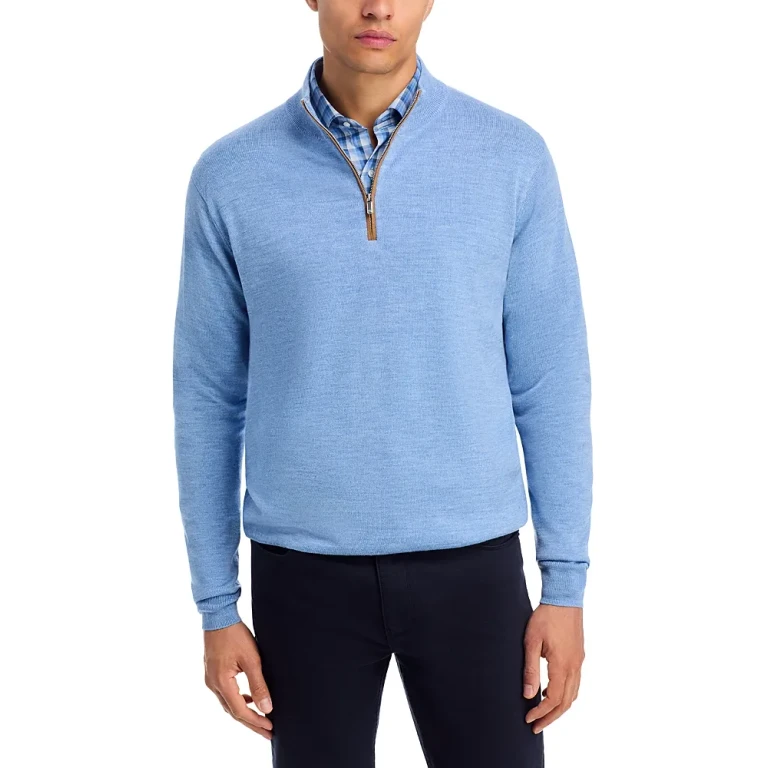 Peter Millar Autumn Crest Suede Trim Quarter Zip Sweater