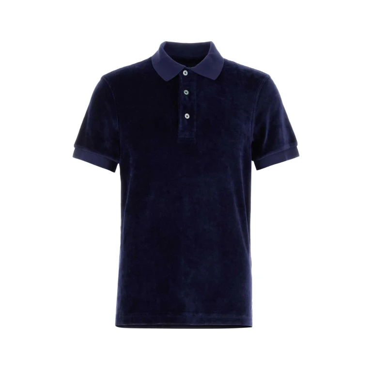Tom Ford Navy Blue Velvet Polo Shirt