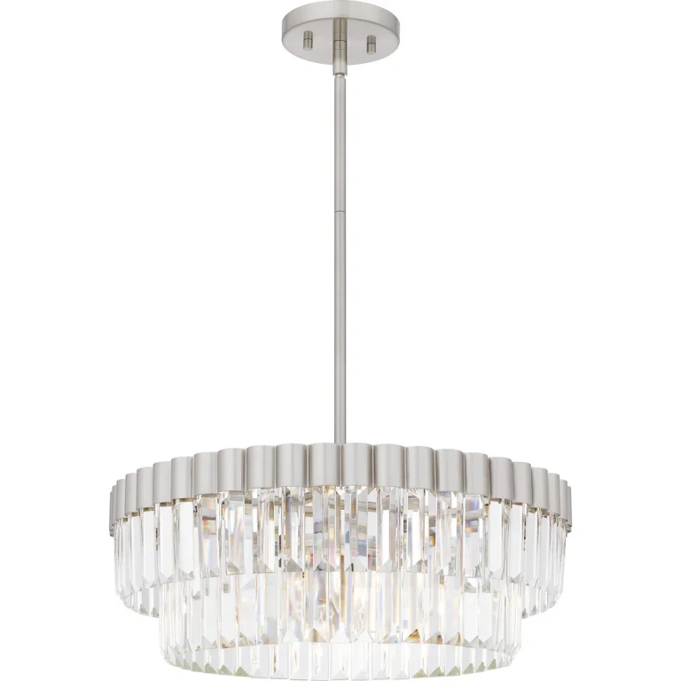 Brushed Nickel Four Light Pendant from the Quoizel Pendant Collection