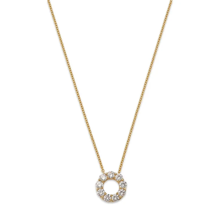 Diamond Circle Pendant Necklace in 14K Yellow Gold, 0.65 tcw