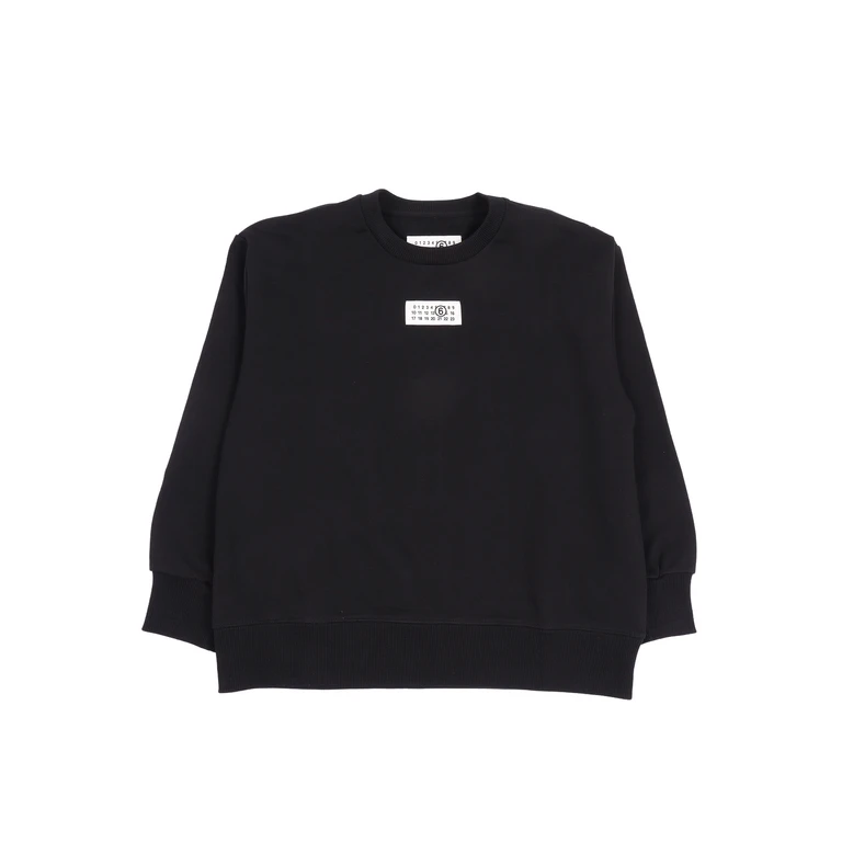 Mm6 Maison Margiela Kids Sweaters Black Cotton Rib Elastane Crewneck