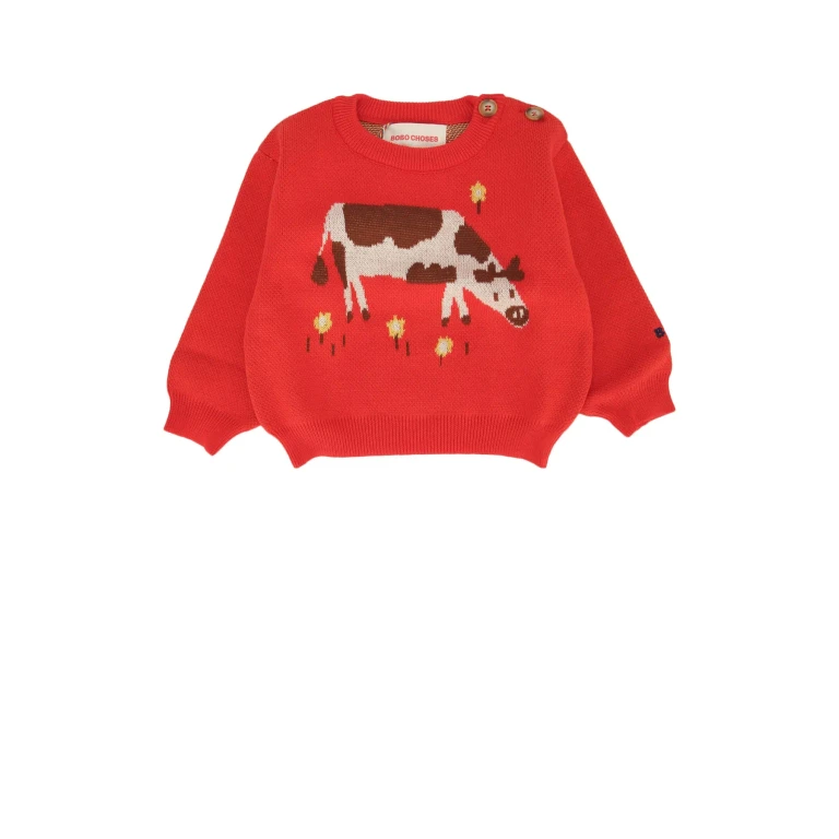 Bobo Choses Farm Adventure Jumper Red Organic Cotton Tute