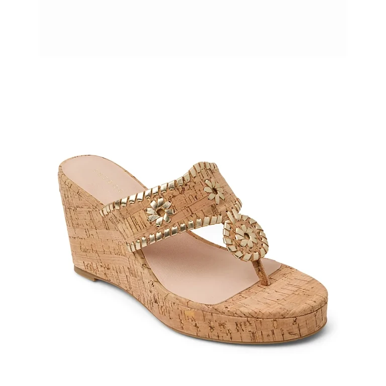 Jack Rogers Women's Jacks Cork & Leather High Heel Wedge Sandals