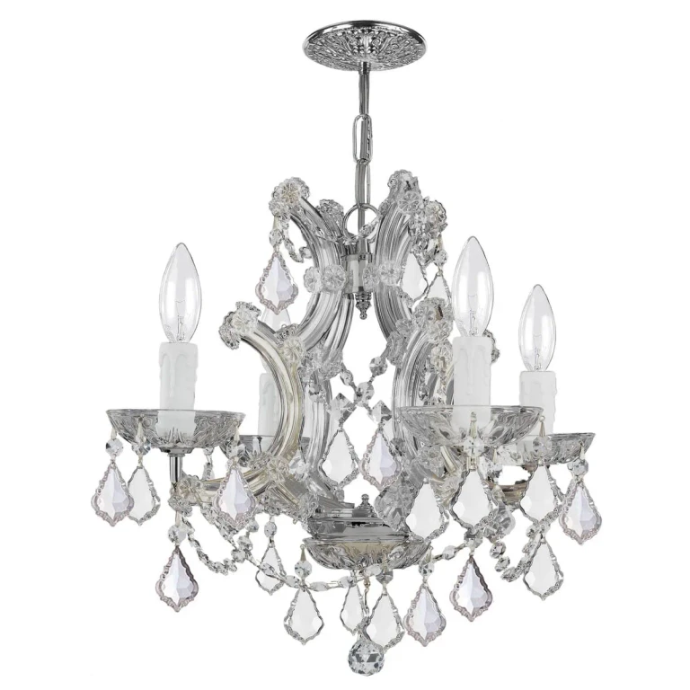 Maria Theresa 4-Light 15" Mini Chandelier in Polished Chrome with Clear Spectra Crystals