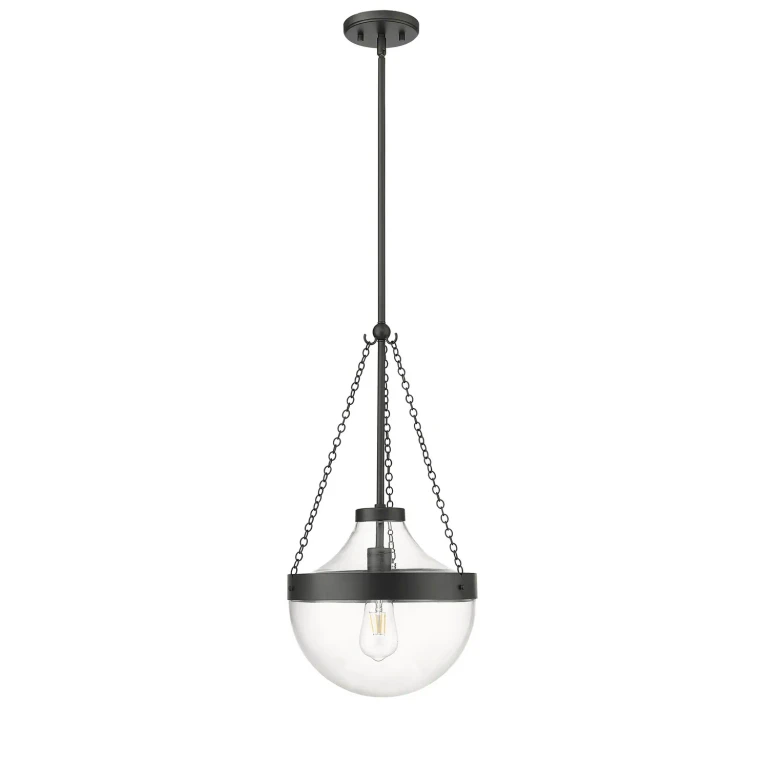 Matte Black One Light Pendant from the Clarra Collection