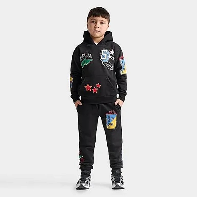 Supply & Demand Little Kids Montana Pullover Hoodie and Jogger Pants Set in Black Size: 4