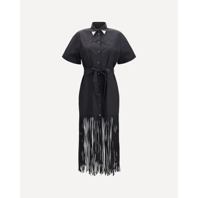 Robe chemisier PINKO avec franges et détails métalliques
