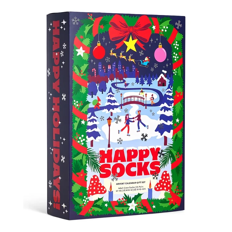 Happy Socks Advent Calendar Crew Socks Gift Set, Pack of 24
