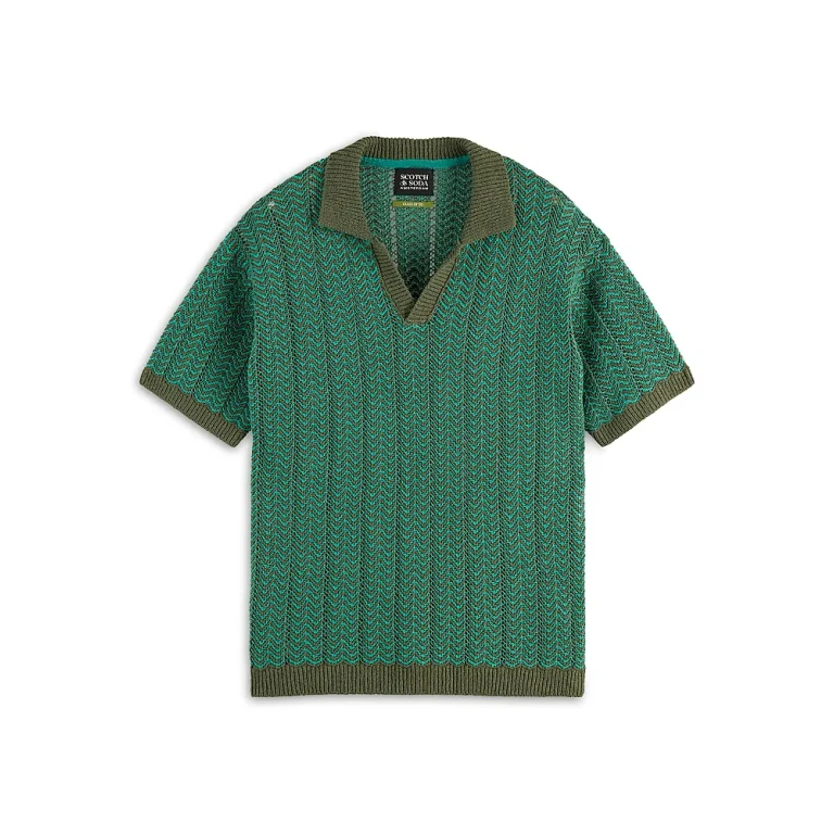 Scotch & Soda Chevron Regular Fit Short Sleeve Sweater