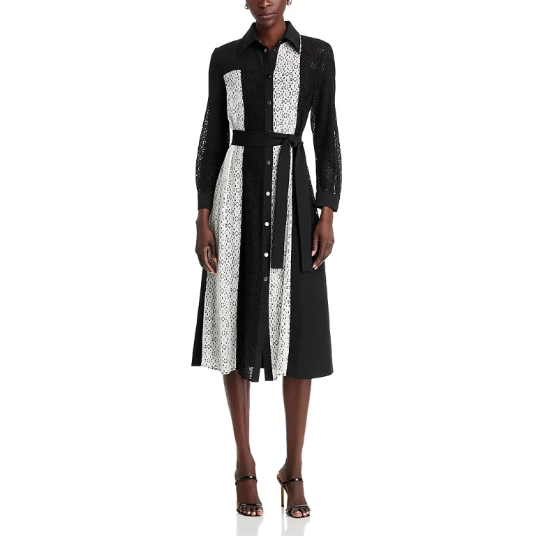 Misook Color Blocked Lace Tailored Jacket Dress