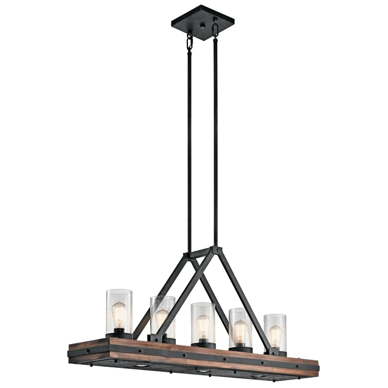 Colerne 5-Light Linear Chandelier in Auburn Stained Finish