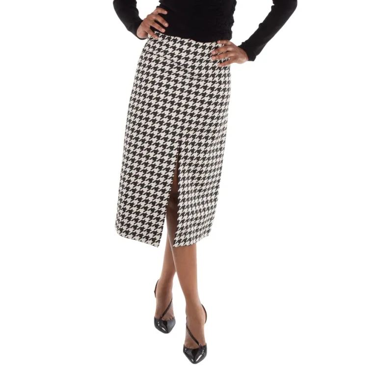 Burberry Houndstooth Pattern Midi Skirt