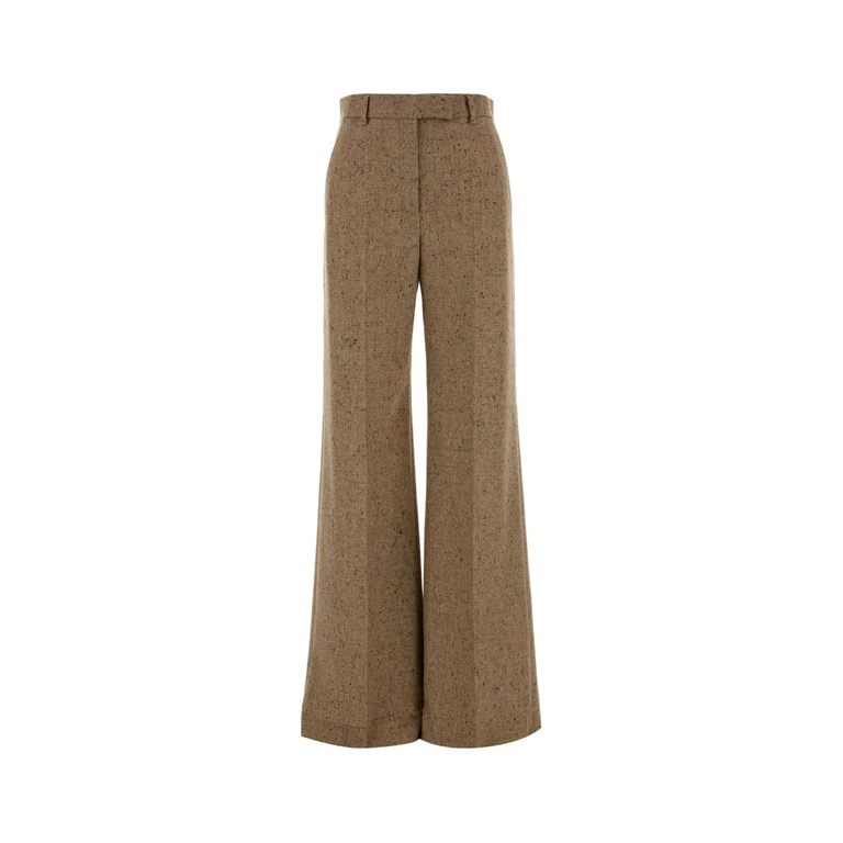 Valentino Garavani Melange Sand Wool Palazzo Pant Avoriobeige Exterior: Virgin Pantaloni - Women