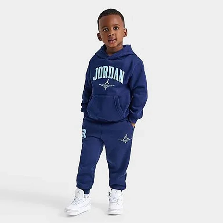 Jordan Kids Toddler Pullover Hoodie and Jogger Pants Set in Blue Void Size: 2T