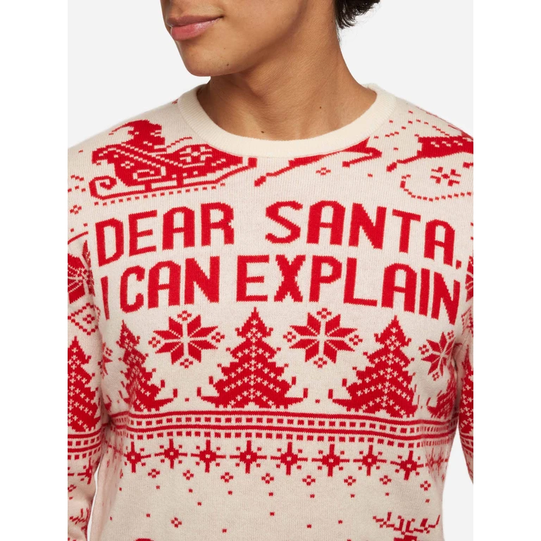 MC2 Saint Barth Red Sweater Heron With Fair Isle And Dear Santa Jacquard