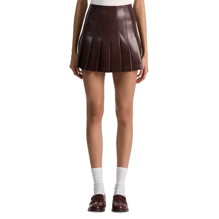Alice and Olivia Carter Faux Leather Pleated Mini Skirt