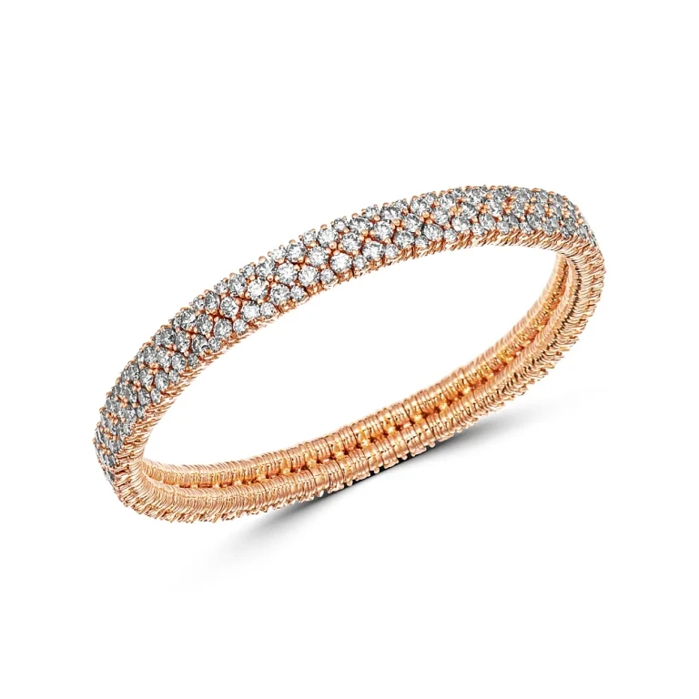 Roberto Demeglio 18K Rose Gold Cashmere Collection Stretch Bracelet with Champagne Diamonds