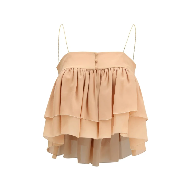 Chloé Sleeveless Ruffled Top In Silk Georgette
