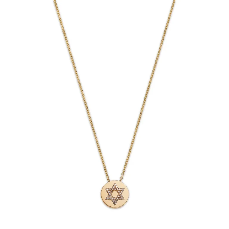 Diamond Star of David Pendant Necklace in 14K Yellow Gold, 0.09 tcw