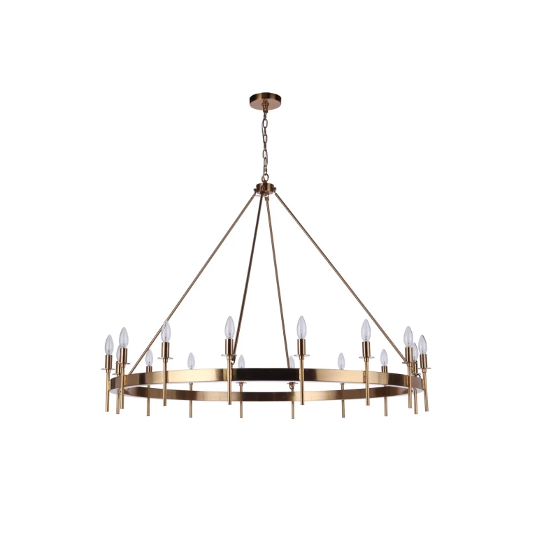 Satin Brass 16 Light Chandelier from the Larrson Collection