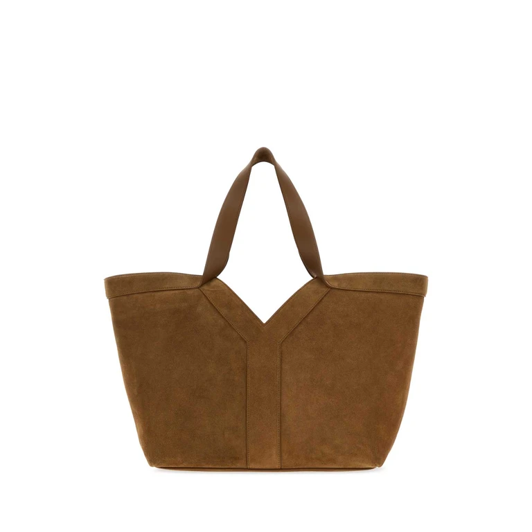 Saint Laurent Camel Suede Shopping Bag Orangecaramelcogn Exterior: Lining: Borse A Mano - Women
