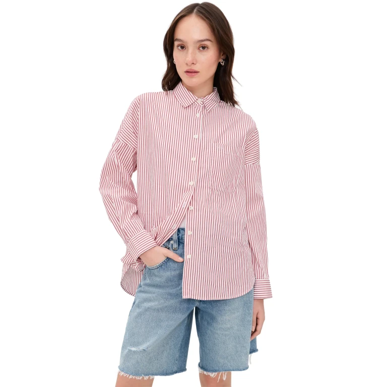 Alex Mill Jo Shirt In Stripes White/Red Stripe L