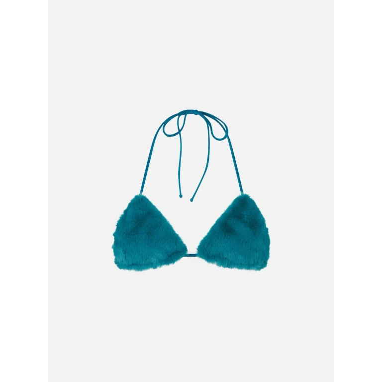 MC2 Saint Barth Leah Teal Furry Triangle Bikini Top