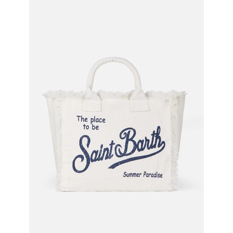 Mc2 Saint Barth Vanity Off-White Linen Shoulder Bag - Unisex