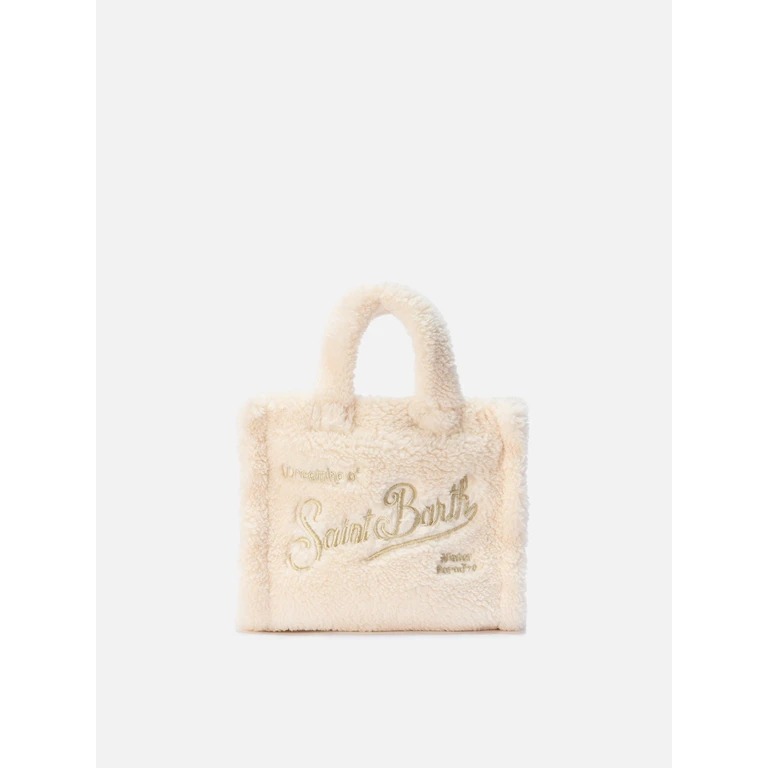 Mc2 Saint Barth Vanity Mini Teddy Handbag White Sherpa Bag - Unisex
