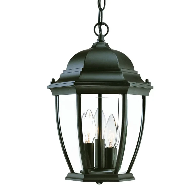 Matte Black Three Light Hanging Lantern from the Wexford Collection